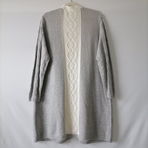 Cato Est. 1946 Gray White Cable Knit Open Duster Cardigan Sweater Size 14/16 - Picture 4 of 7